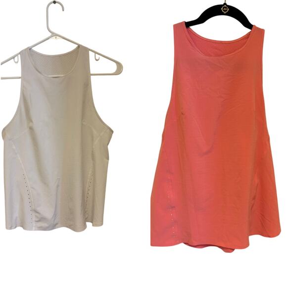 Set of Two(2) Lululemon Lightweight Stretch Run Tanks White/ Rust - Picture 1 of 8